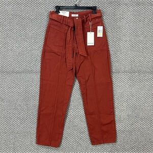 Kensie Jeans High Rise Women's Size 4/27 Straight Leg Belted Rust Orange NEW
